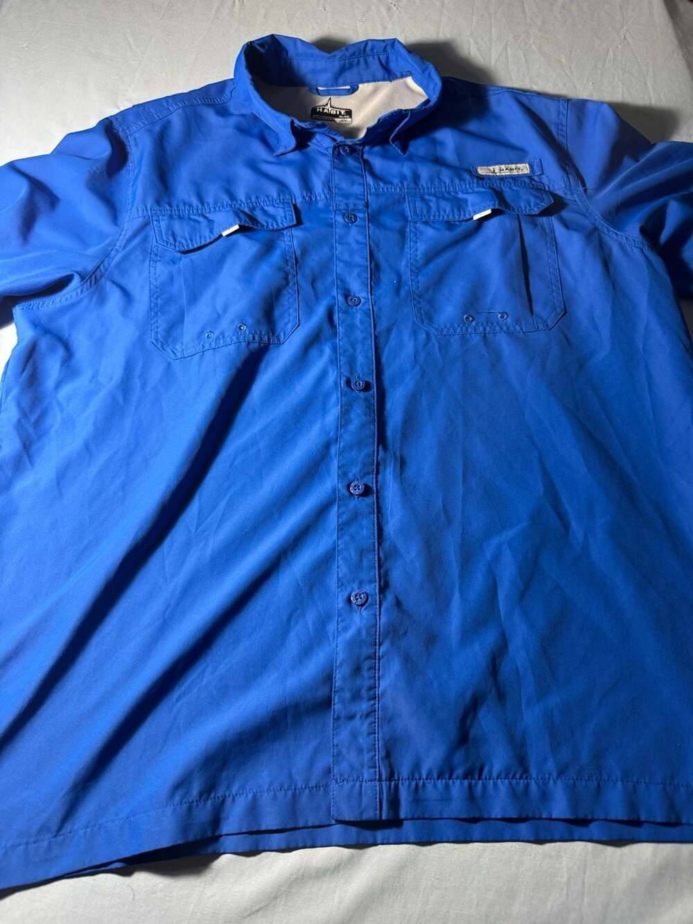 Habit Fishing Shirt Size XL Blue Short Sleeve UPF